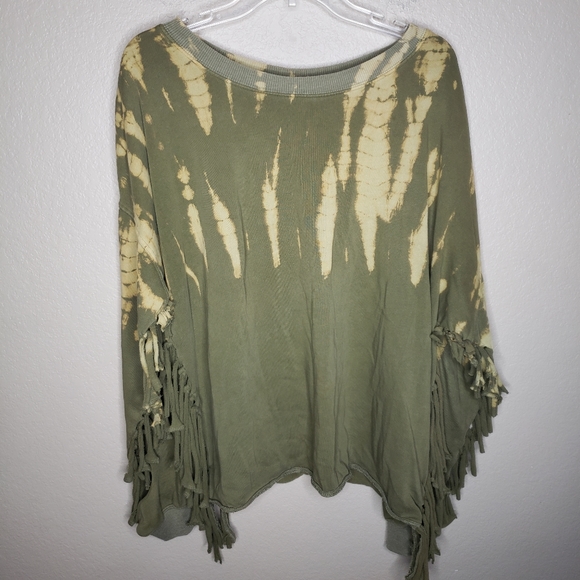 Wild Fable Tie Dye Fringe Sweatshirt 2X Green